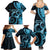 New Zealand Valentine Family Matching Summer Maxi Dress and Hawaiian Shirt Aroha Cyan Piwakawaka