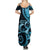 New Zealand Valentine Family Matching Summer Maxi Dress and Hawaiian Shirt Aroha Cyan Piwakawaka