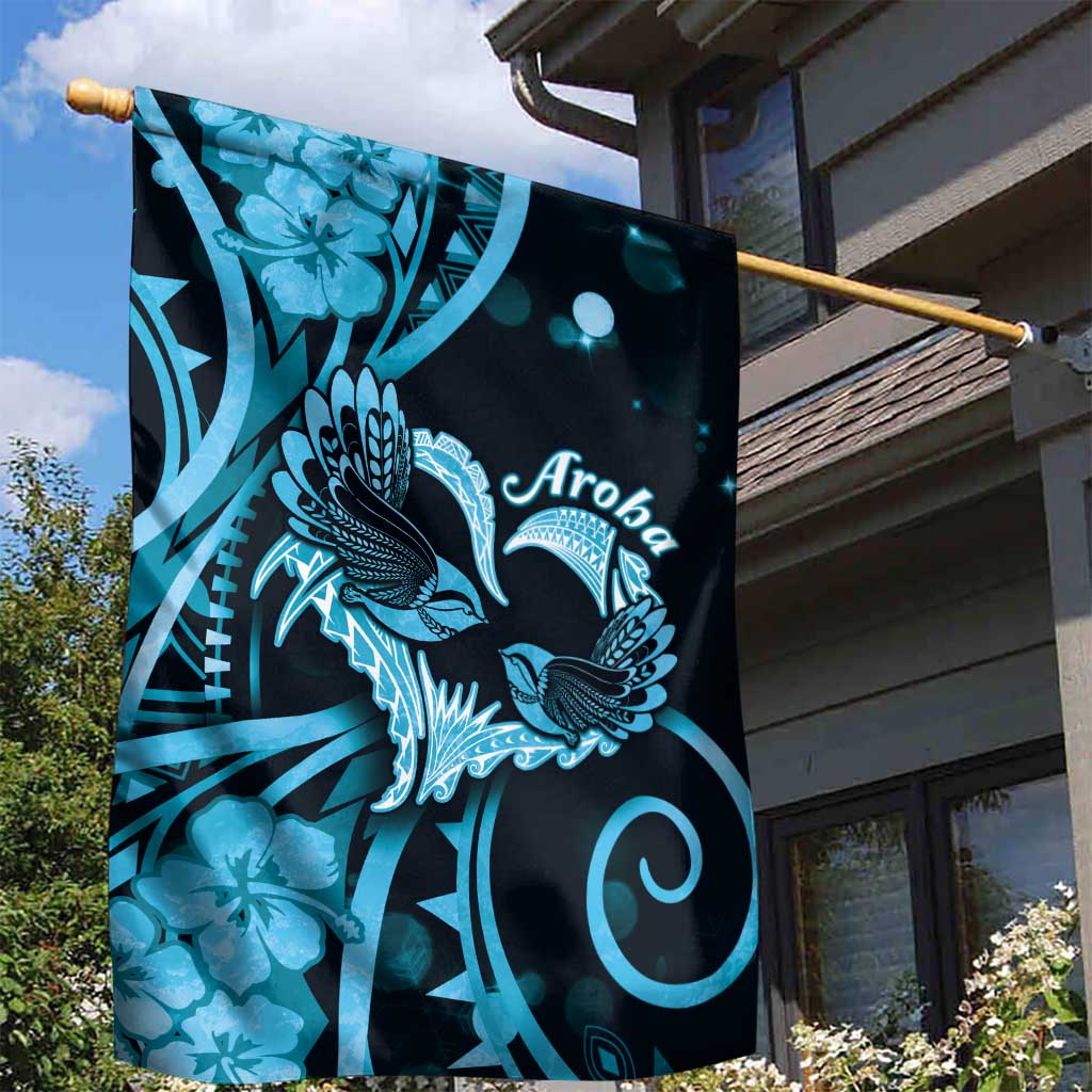 New Zealand Valentine Garden Flag Aroha Cyan Piwakawaka LT05 - Polynesian Pride