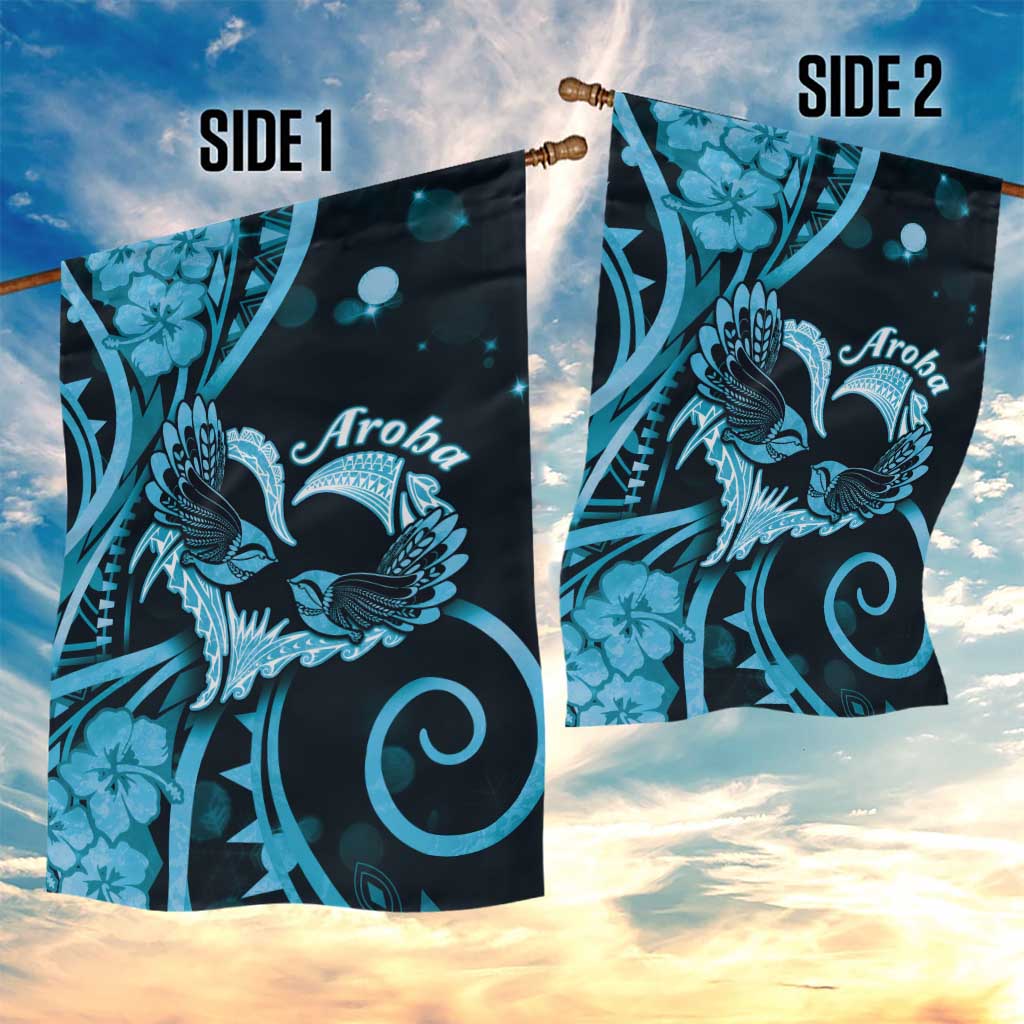 New Zealand Valentine Garden Flag Aroha Cyan Piwakawaka LT05 - Polynesian Pride