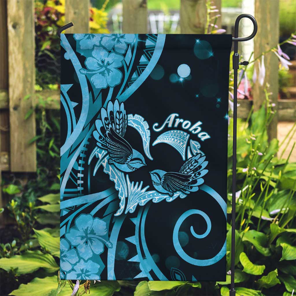 New Zealand Valentine Garden Flag Aroha Cyan Piwakawaka LT05 Garden Flag Cyan - Polynesian Pride