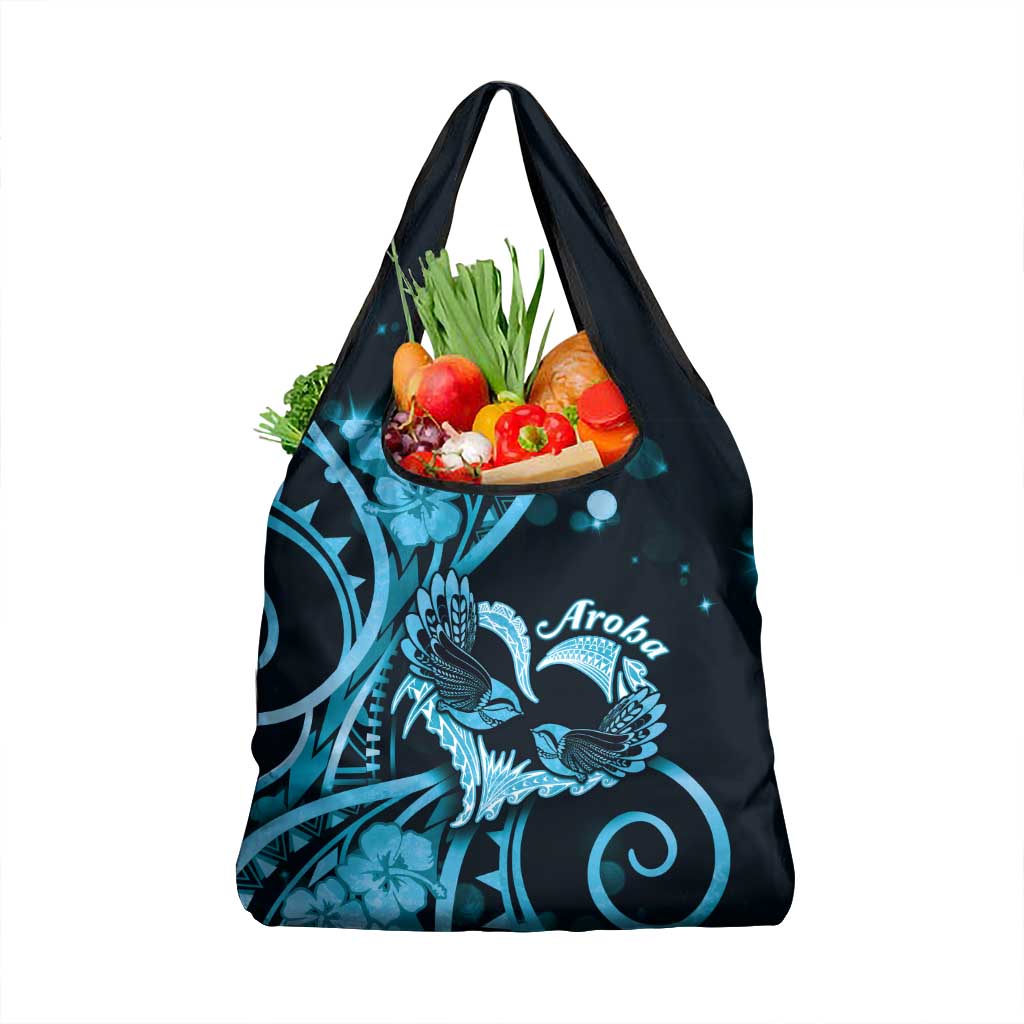 New Zealand Valentine Grocery Bag Aroha Cyan Piwakawaka LT05 1-pack One Size Cyan - Polynesian Pride