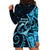 New Zealand Valentine Hoodie Dress Aroha Cyan Piwakawaka