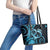 New Zealand Valentine Leather Tote Bag Aroha Cyan Piwakawaka