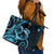 New Zealand Valentine Leather Tote Bag Aroha Cyan Piwakawaka