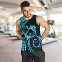 New Zealand Valentine Men Tank Top Aroha Cyan Piwakawaka LT05 Cyan - Polynesian Pride