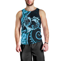 New Zealand Valentine Men Tank Top Aroha Cyan Piwakawaka LT05 - Polynesian Pride
