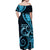 New Zealand Valentine Off Shoulder Maxi Dress Aroha Cyan Piwakawaka