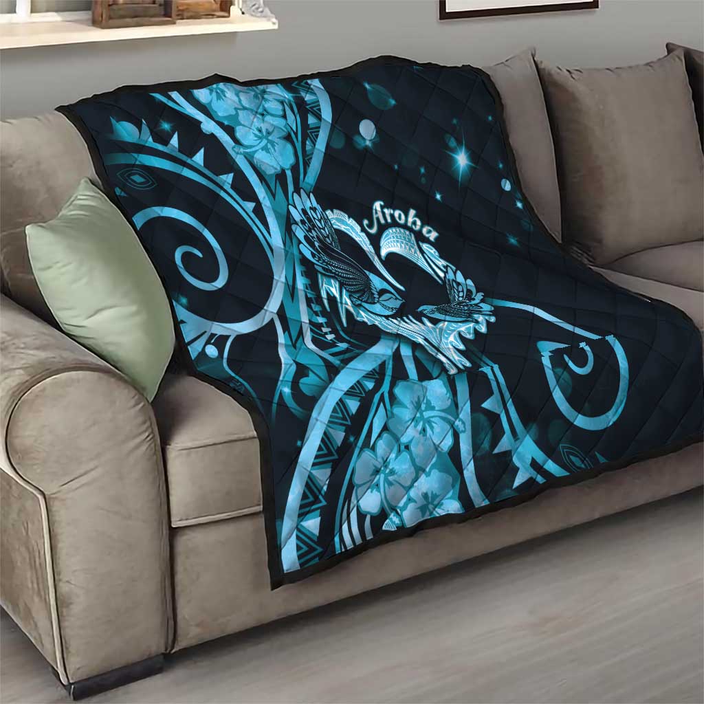 New Zealand Valentine Quilt Aroha Cyan Piwakawaka