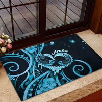 New Zealand Valentine Rubber Doormat Aroha Cyan Piwakawaka LT05 - Polynesian Pride