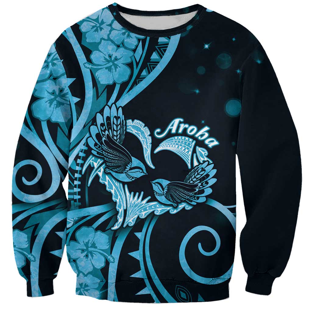 New Zealand Valentine Sweatshirt Aroha Cyan Piwakawaka