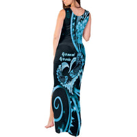 New Zealand Valentine Tank Maxi Dress Aroha Cyan Piwakawaka