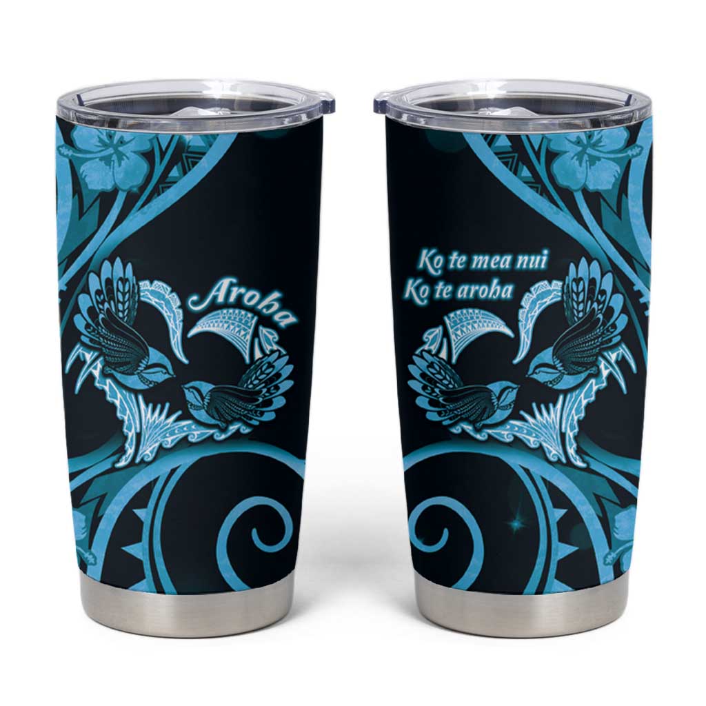 New Zealand Valentine Tumbler Cup Aroha Cyan Piwakawaka