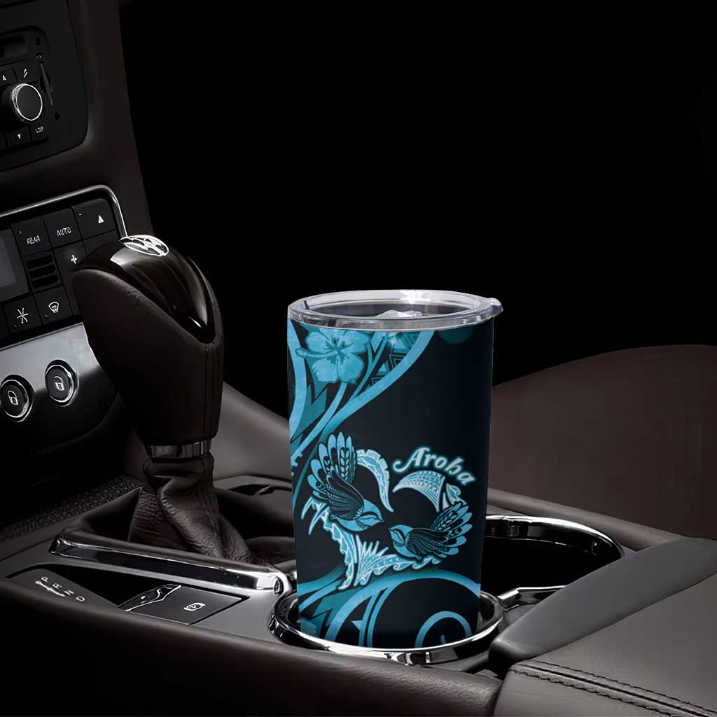 New Zealand Valentine Tumbler Cup Aroha Cyan Piwakawaka LT05 - Polynesian Pride
