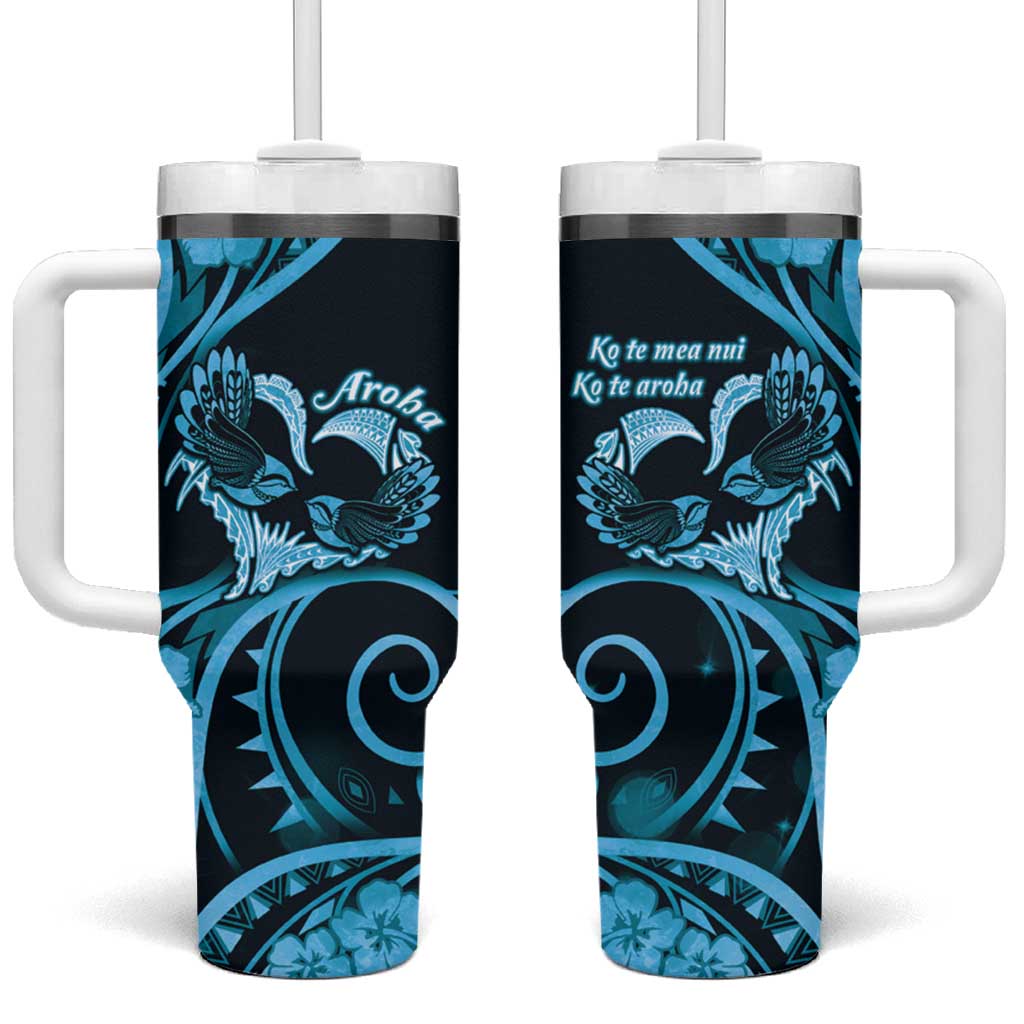 New Zealand Valentine Tumbler With Handle Aroha Cyan Piwakawaka