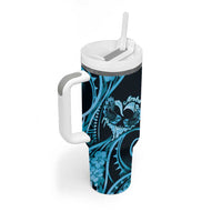 New Zealand Valentine Tumbler With Handle Aroha Cyan Piwakawaka LT05 - Polynesian Pride