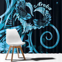 New Zealand Valentine Window Curtain Aroha Cyan Piwakawaka LT05 - Polynesian Pride