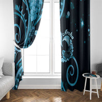 New Zealand Valentine Window Curtain Aroha Cyan Piwakawaka LT05 - Polynesian Pride