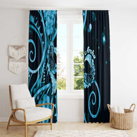 New Zealand Valentine Window Curtain Aroha Cyan Piwakawaka LT05 - Polynesian Pride