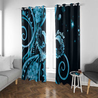 New Zealand Valentine Window Curtain Aroha Cyan Piwakawaka LT05 With Grommets Cyan - Polynesian Pride