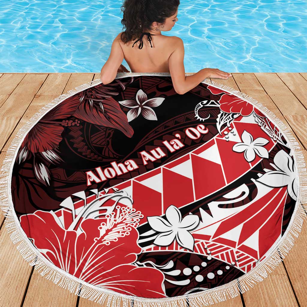 Hawaii Valentine Day Beach Blanket Polynesian Hibiscus Art Style Red LT05 - Polynesian Pride