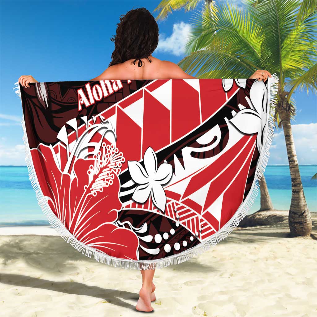 Hawaii Valentine Day Beach Blanket Polynesian Hibiscus Art Style Red LT05 - Polynesian Pride