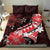 Hawaii Valentine Day Bedding Set Polynesian Hibiscus Art Style Red