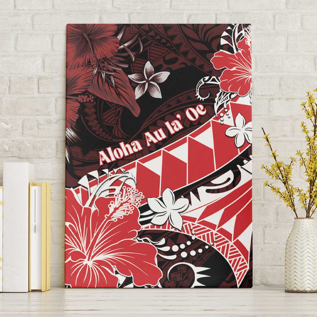 Hawaii Valentine Day Canvas Wall Art Polynesian Hibiscus Art Style Red