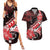 Personalised Hawaii Valentine Day Couples Matching Summer Maxi Dress and Hawaiian Shirt Polynesian Hibiscus Art Style Red