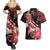 Personalised Hawaii Valentine Day Couples Matching Summer Maxi Dress and Hawaiian Shirt Polynesian Hibiscus Art Style Red