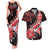 Personalised Hawaii Valentine Day Couples Matching Tank Maxi Dress and Hawaiian Shirt Polynesian Hibiscus Art Style Red