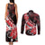 Personalised Hawaii Valentine Day Couples Matching Tank Maxi Dress and Long Sleeve Button Shirt Polynesian Hibiscus Art Style Red