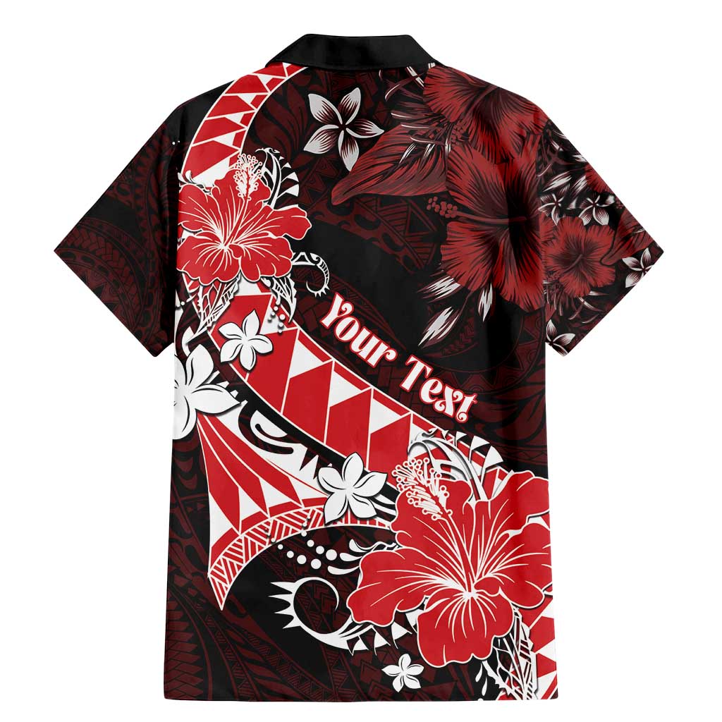 Personalised Hawaii Valentine Day Family Matching Mermaid Dress and Hawaiian Shirt Polynesian Hibiscus Art Style Red
