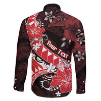 Personalised Hawaii Valentine Day Family Matching Mermaid Dress and Hawaiian Shirt Polynesian Hibiscus Art Style Red