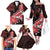 Personalised Hawaii Valentine Day Family Matching Off The Shoulder Long Sleeve Dress and Hawaiian Shirt Polynesian Hibiscus Art Style Red