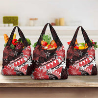 Hawaii Valentine Day Grocery Bag Polynesian Hibiscus Art Style Red LT05 3-pack One Size Red - Polynesian Pride