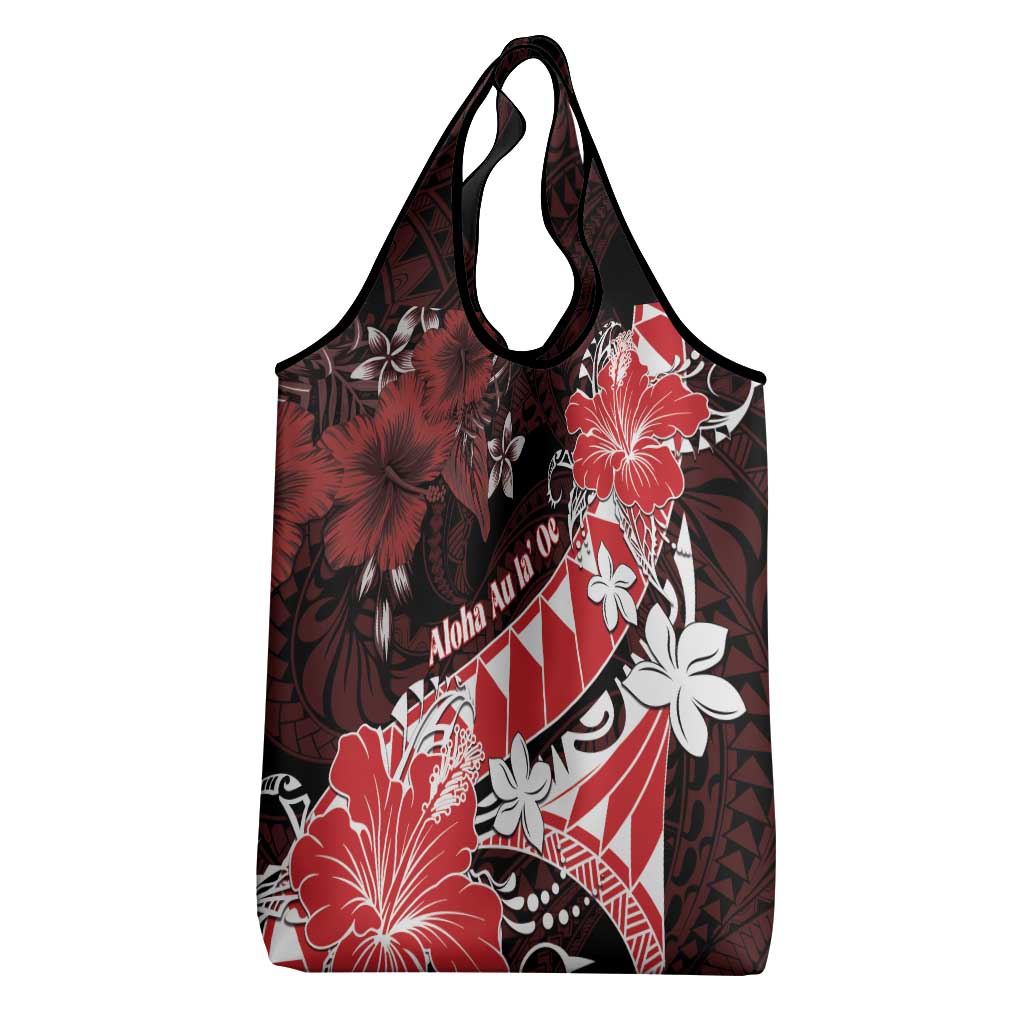 Hawaii Valentine Day Grocery Bag Polynesian Hibiscus Art Style Red LT05 - Polynesian Pride