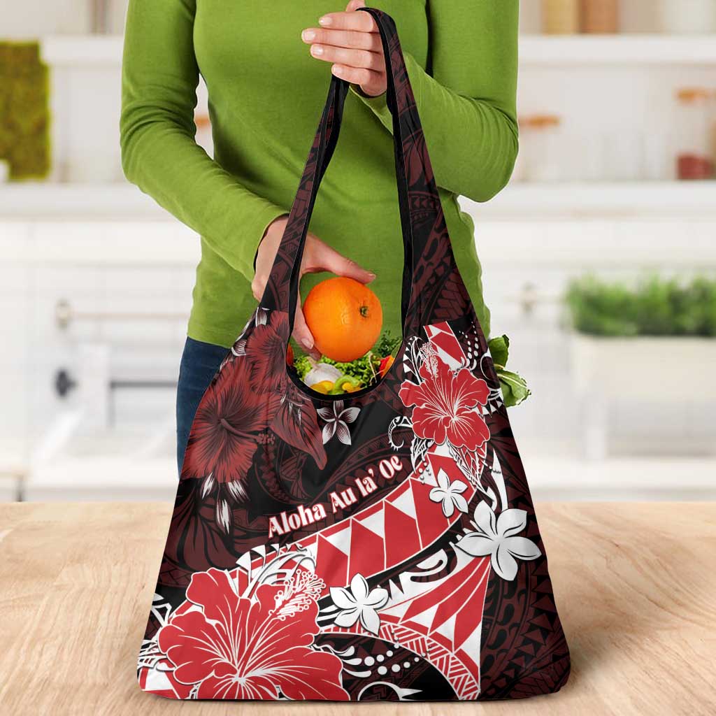 Hawaii Valentine Day Grocery Bag Polynesian Hibiscus Art Style Red LT05 - Polynesian Pride