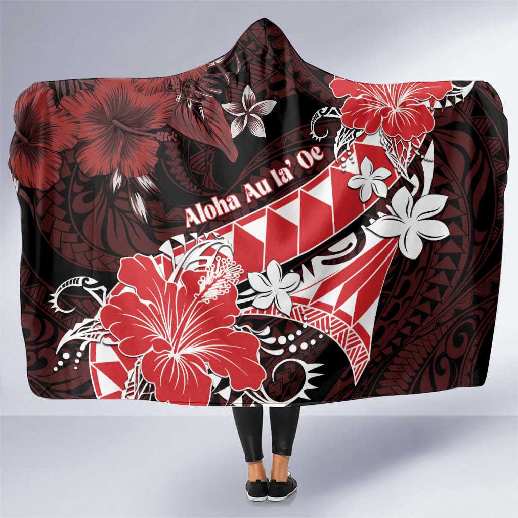 Hawaii Valentine Day Hooded Blanket Polynesian Hibiscus Art Style Red LT05 One Size Red - Polynesian Pride