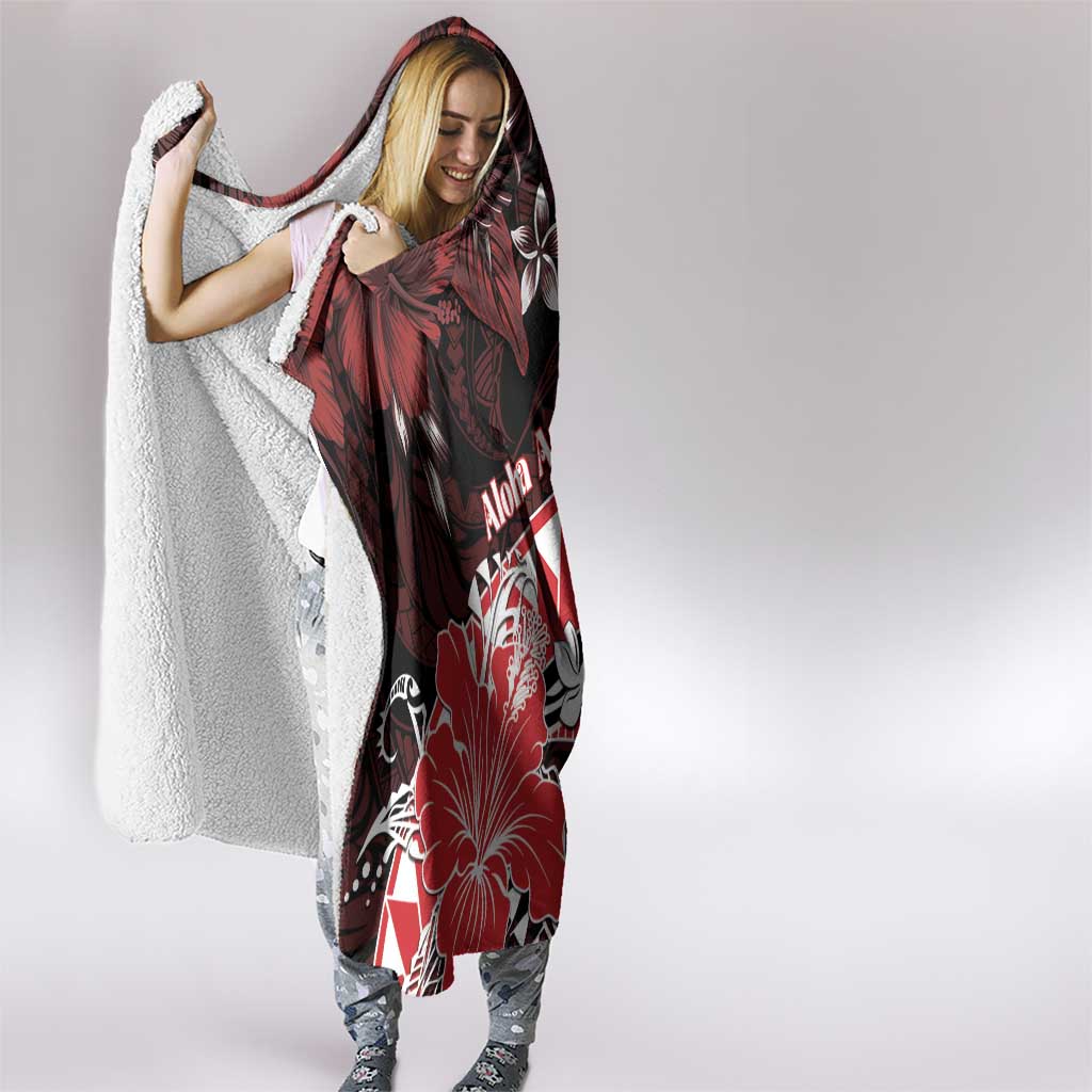 Hawaii Valentine Day Hooded Blanket Polynesian Hibiscus Art Style Red LT05 - Polynesian Pride