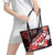 Hawaii Valentine Day Leather Tote Bag Polynesian Hibiscus Art Style Red