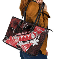 Hawaii Valentine Day Leather Tote Bag Polynesian Hibiscus Art Style Red LT05 - Polynesian Pride