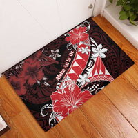 Hawaii Valentine Day Rubber Doormat Polynesian Hibiscus Art Style Red LT05 - Polynesian Pride