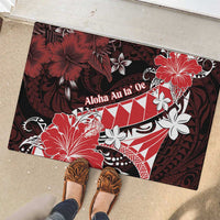 Hawaii Valentine Day Rubber Doormat Polynesian Hibiscus Art Style Red LT05 - Polynesian Pride