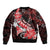 Personalised Hawaii Valentine Day Sleeve Zip Bomber Jacket Polynesian Hibiscus Art Style Red