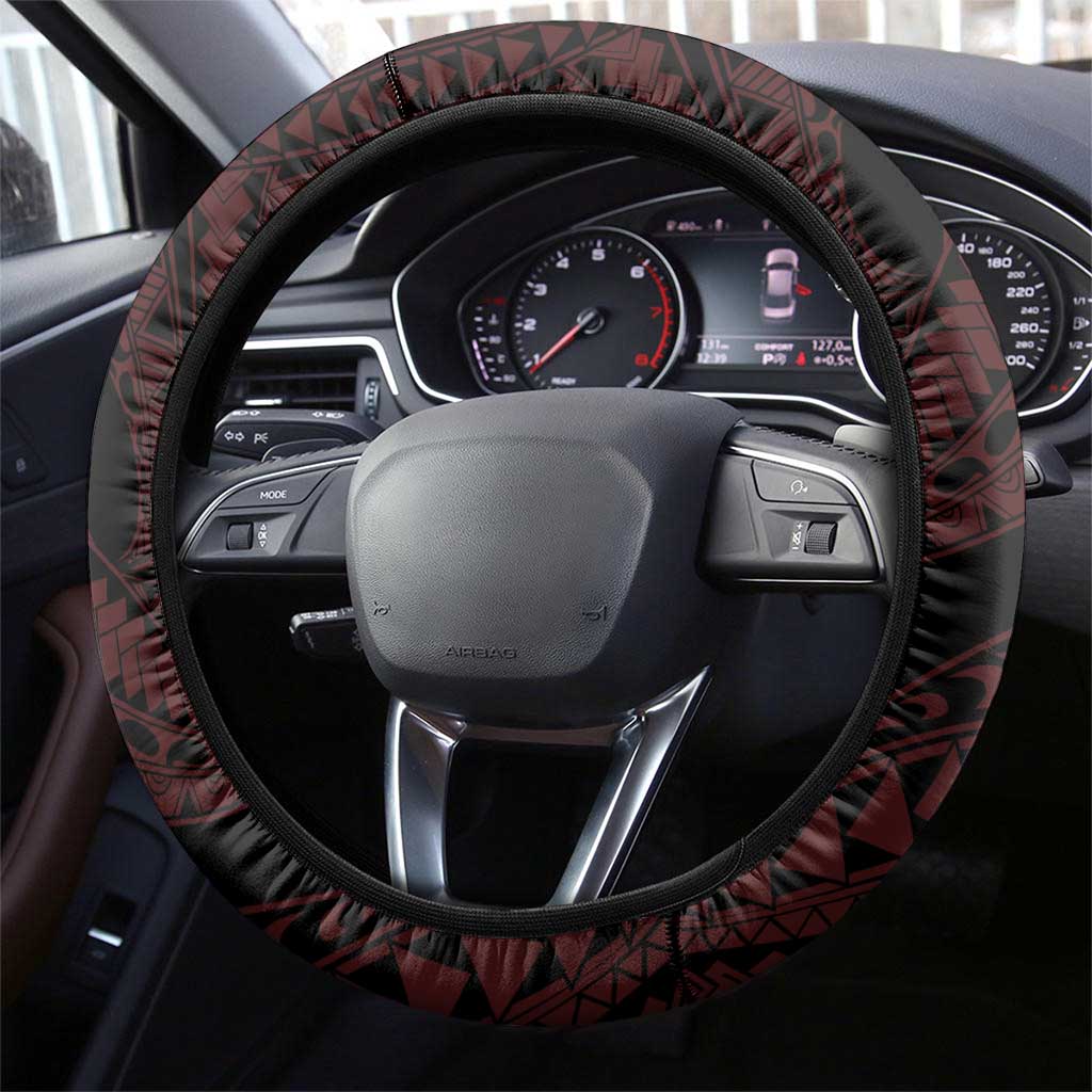 Hawaii Valentine Day Steering Wheel Cover Polynesian Hibiscus Art Style Red LT05 - Polynesian Pride