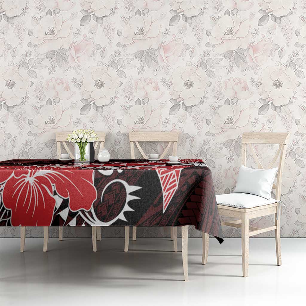 Hawaii Valentine Day Tablecloth Polynesian Hibiscus Art Style Red LT05 - Polynesian Pride