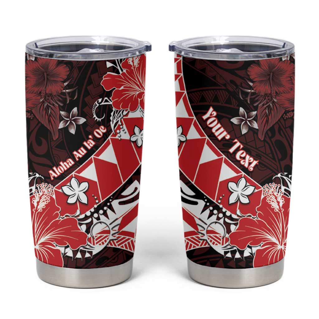 Personalised Hawaii Valentine Day Tumbler Cup Polynesian Hibiscus Art Style Red