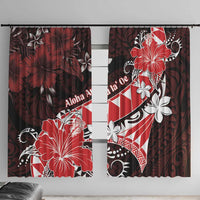 Hawaii Valentine Day Window Curtain Polynesian Hibiscus Art Style Red LT05 With Hooks Red - Polynesian Pride
