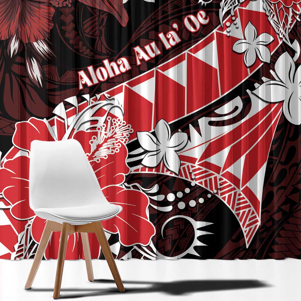 Hawaii Valentine Day Window Curtain Polynesian Hibiscus Art Style Red LT05 - Polynesian Pride